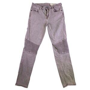 Pistola Jeans Women's Size 29 Moto Skinny Dusty Mauve Purple Ribbed Knee Biker